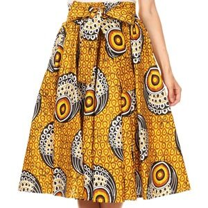 Advance Apparels Skirt African Print Midi Tie Waist Free Size Boho Festival